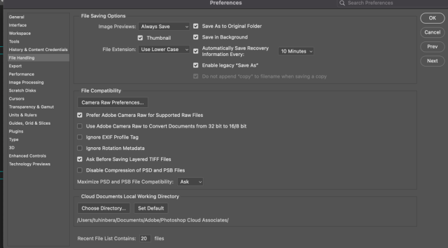 Photoshop missing "Default File Location" setting ... - Adobe ...