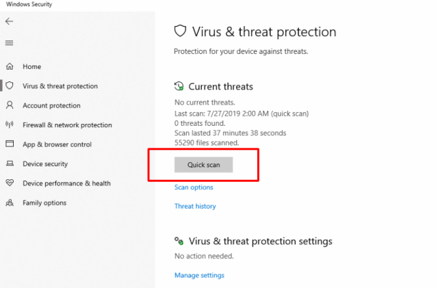 How to run a virus scan with Windows Defender - Service Desk