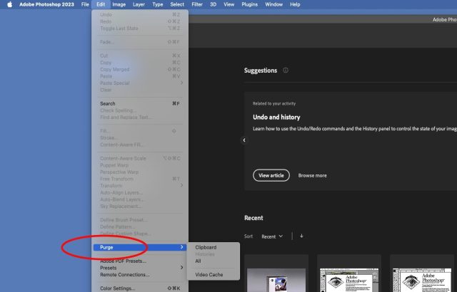 How to clear Adobe Photoshop cache in macOS