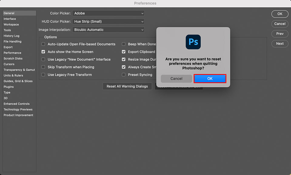 How To Reset the Photoshop Preferences File - Greater Than Gatsby